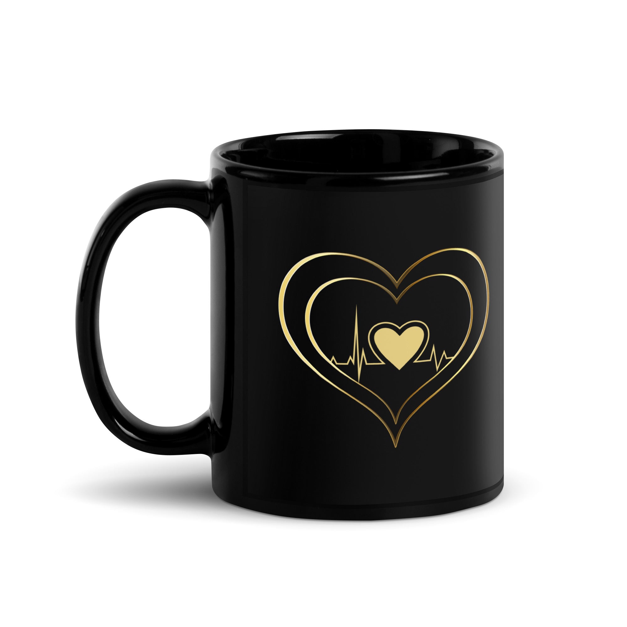 Signal Heart Black Glossy Mug