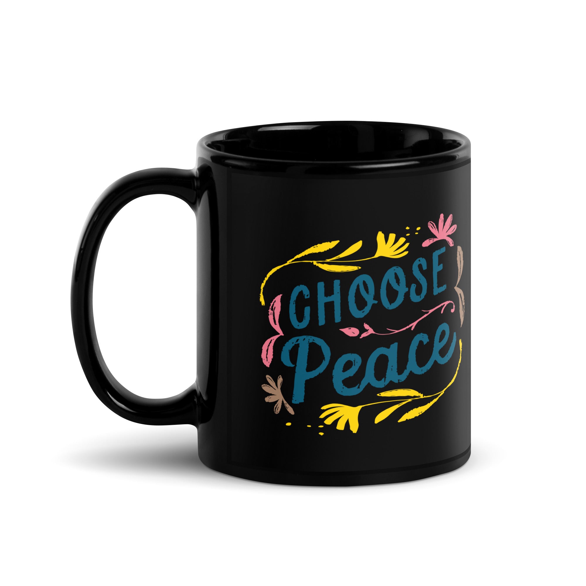Choose Peace Black Glossy Mug
