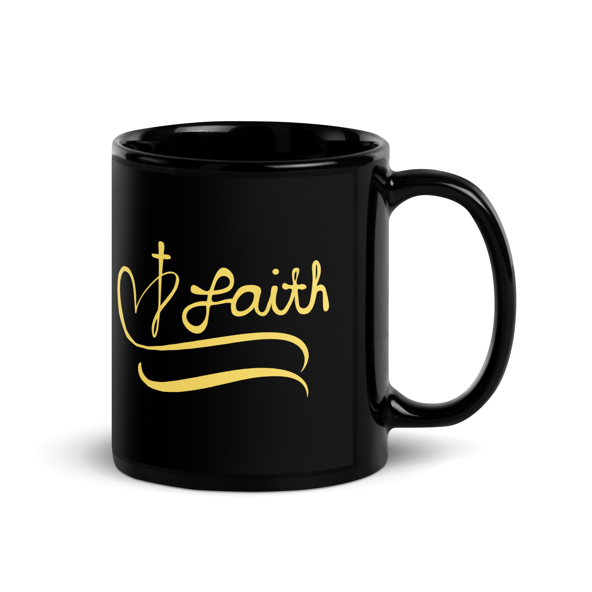 Faith Black Glossy Mug