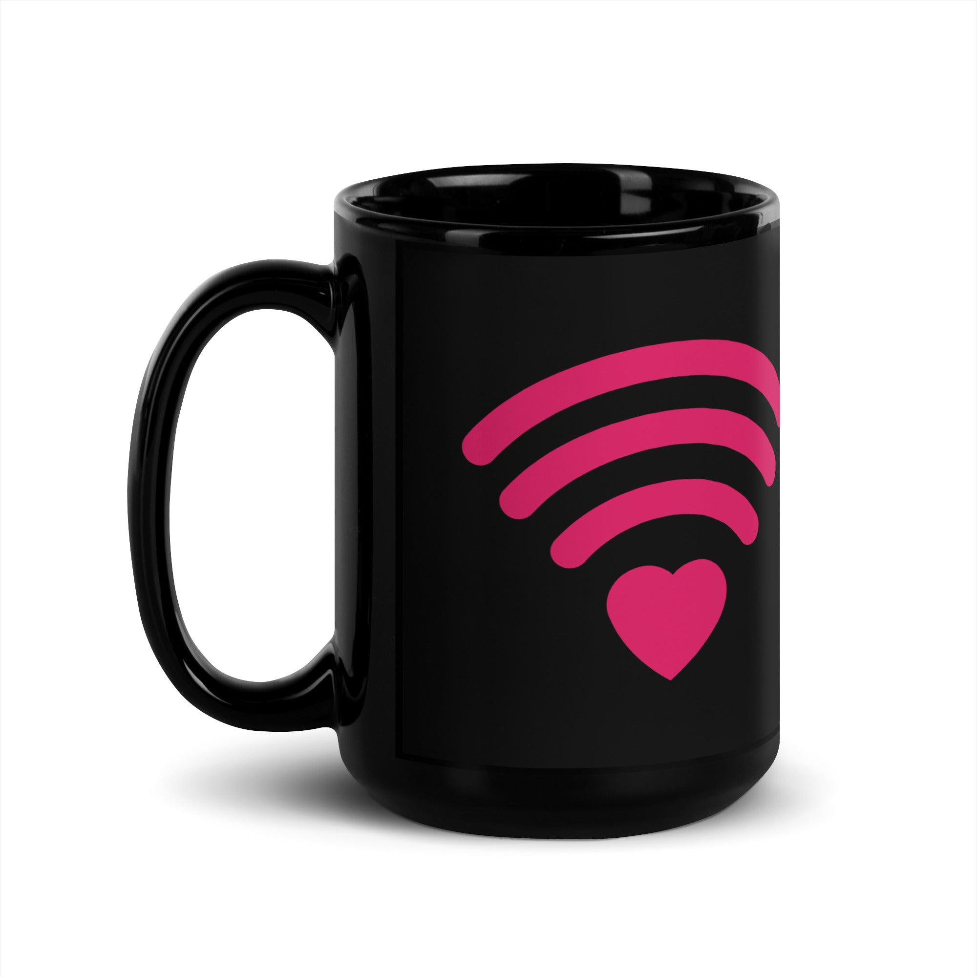 Signal Heart Black Glossy Mug