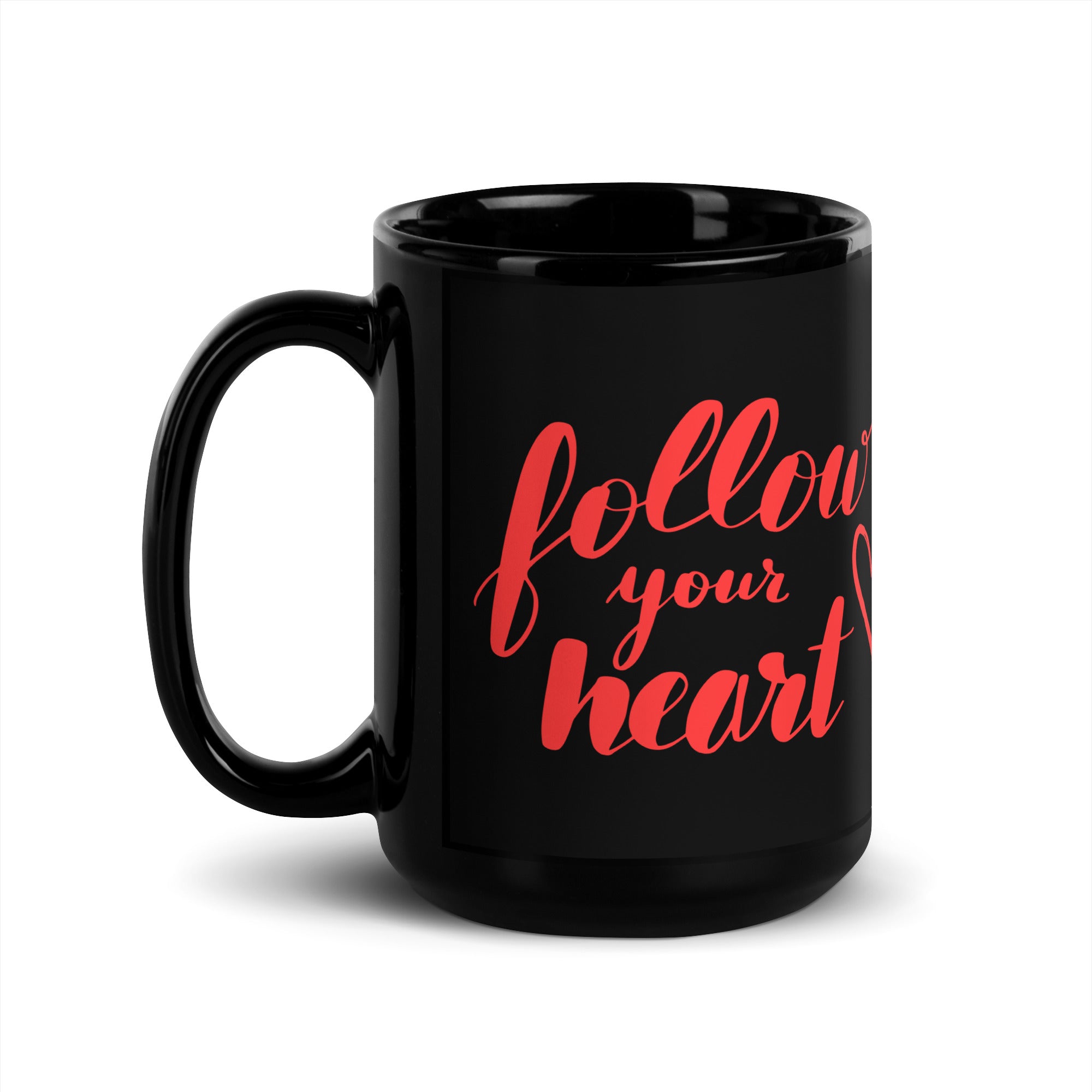 Follow Your Heart Black Glossy Mug