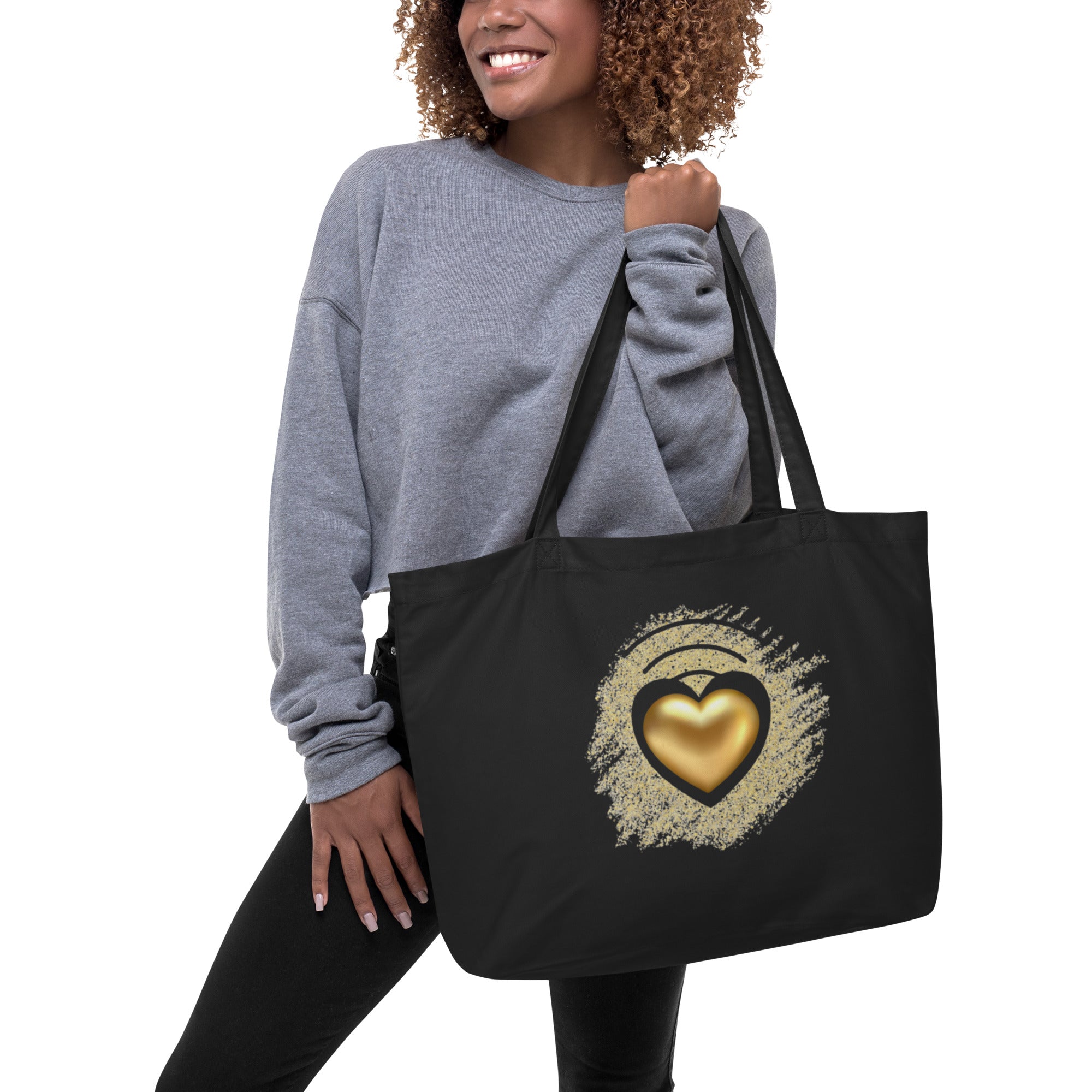 Golden Heart Large organic tote bag