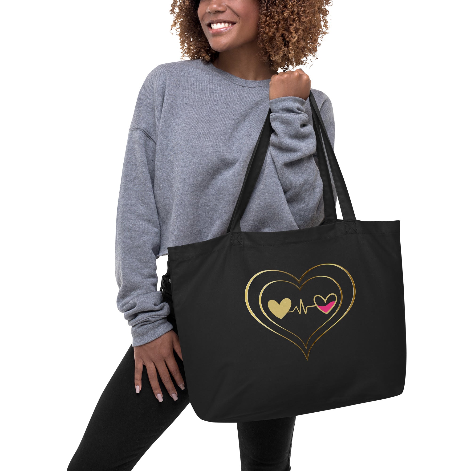 Connected Hearts Large organic tote bag