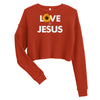 Load image into Gallery viewer, He Love Jesus Crop Sweatshirt