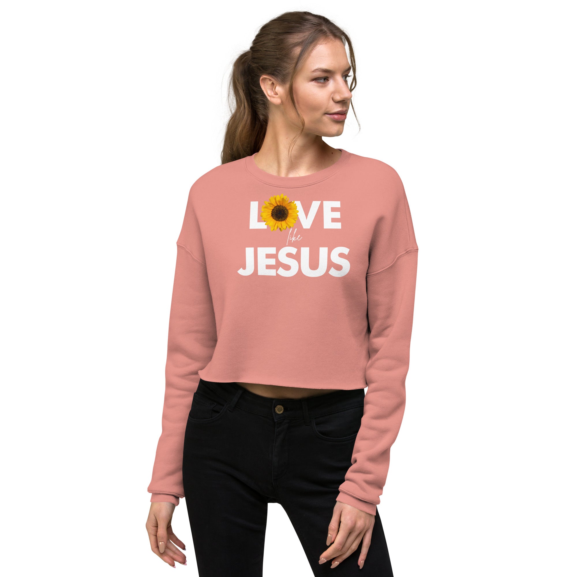 He Love Jesus Crop Sweatshirt